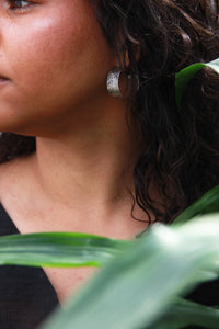 Recycled silver hoops with individual fern imprint